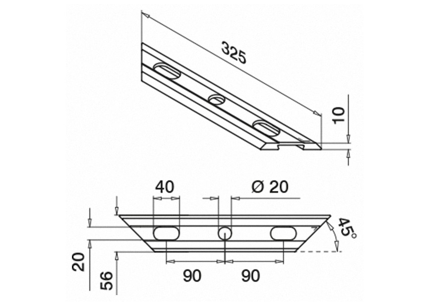 168017-18~~Drainageprofiel  t.b.v. Easy Glass Slim Top Mount VPE 8 ST