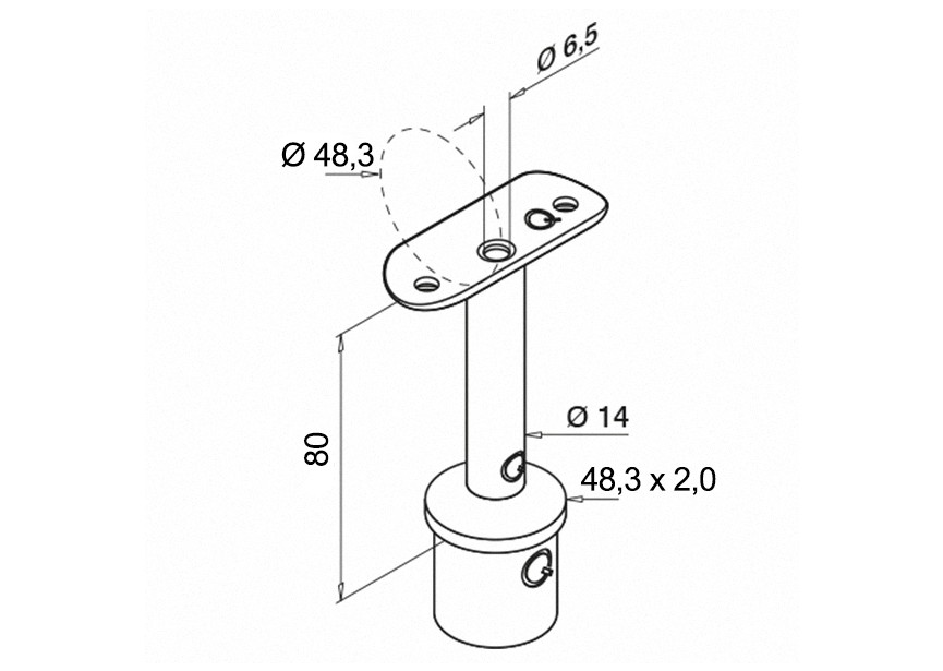 Support de m.- c., p/ tube Ø48,3x2mm,