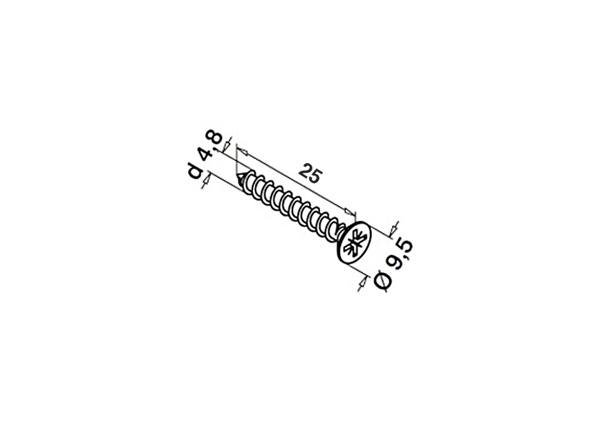 Croix encastré fraisée vis à tête (Ø9,5 mm),