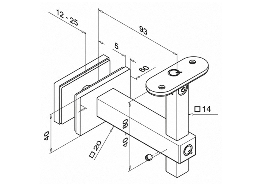 Support orientable de m-courante déportée plate