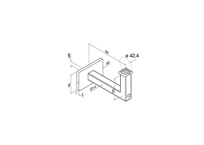 134111-042-12~~HANDRELINGSTEUN VOOR BUIS Ø42,4MM,  SQUARELINE, M8