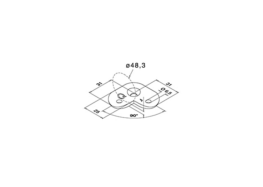 131802-048~~RELING HOUDER VOOR BUIS Ø 48,3MM, 90°