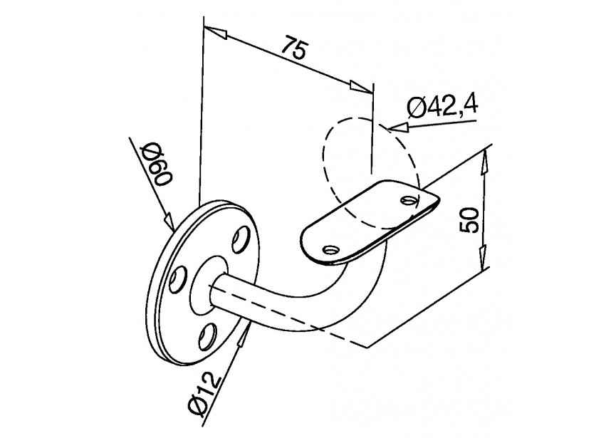 Support mural de main-courante Ø 42,4 mm -