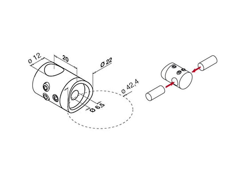 Support de jonction pour barre Ø12 mm -