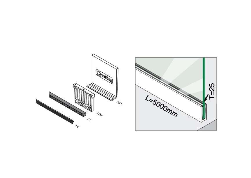 3kN - Set de cales p/ verre 25 mm