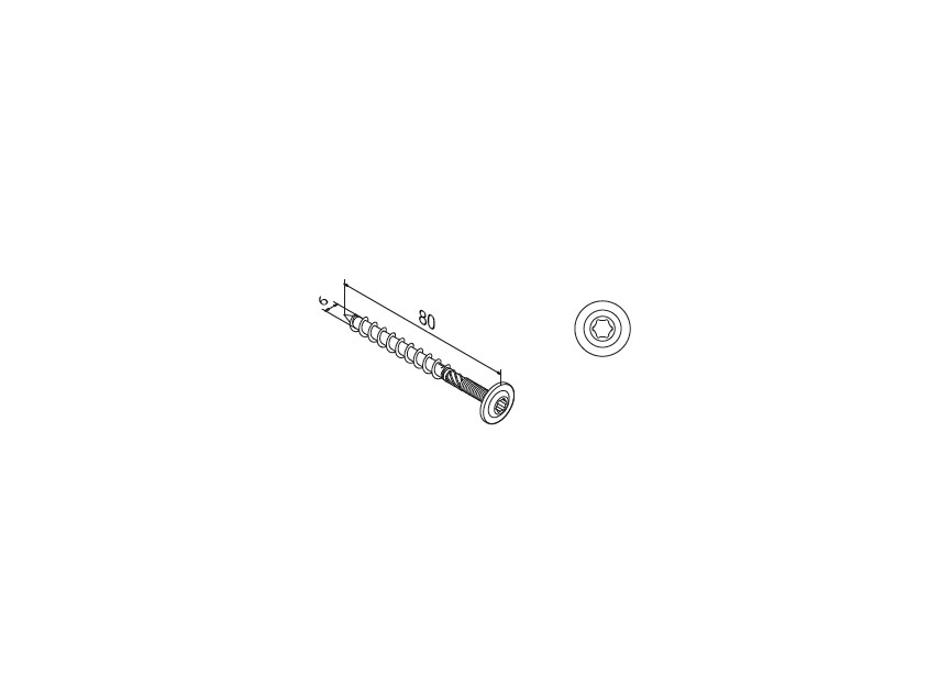 Vis p/ aggloméré,QS-264,6 x 80 mm,A2-70 EMB/50