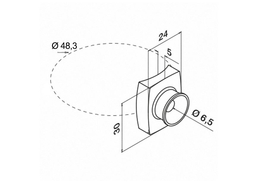 140785-048-12~~voor buis Ø48,3mm, RVS316 geborsteld