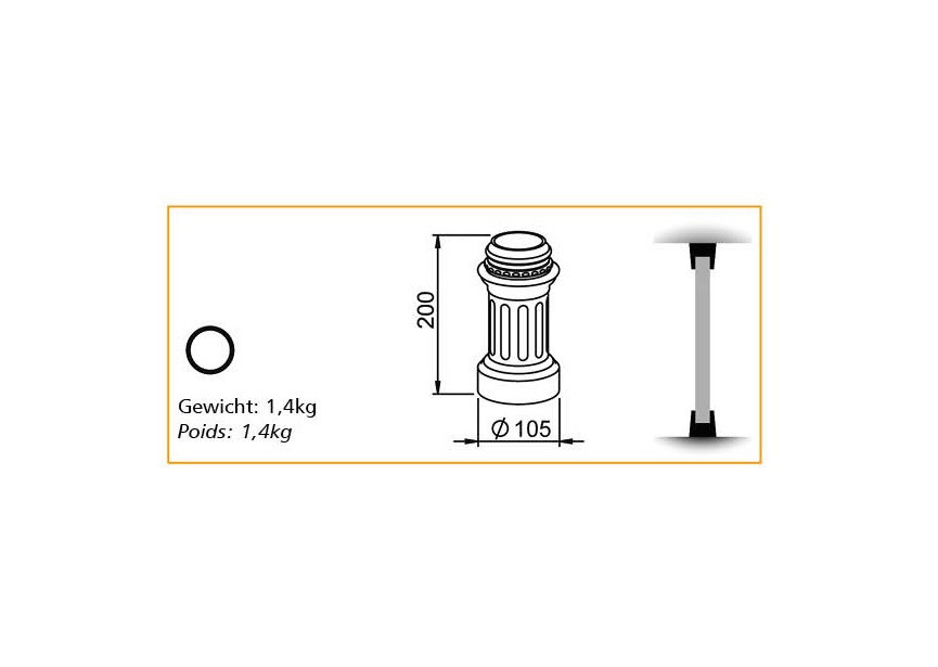 DC-60TRADROY~~UITEINDE VOOR KOLOM 60MM - TRAD.ROYAL