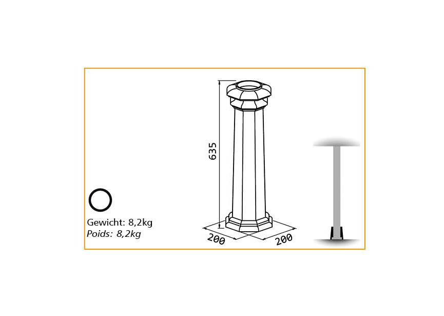 DC-100SQUA B~~UITEINDE VOOR KOLOM 100MM - SQUARE B