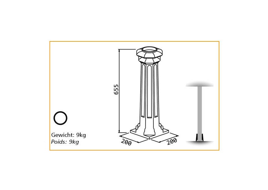 DC-100SQUAROY A~~UITEINDE VOOR KOLOM 100MM - SQUARE ROYAL A