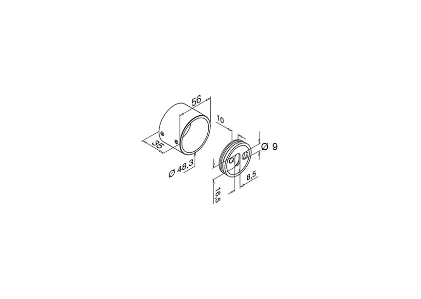 Embase murale p/ tube Ø 48,3 mm