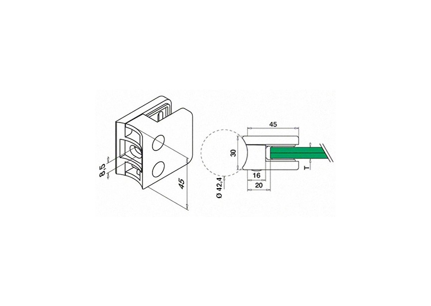 102100-042-19~~Glasklem, model 21, excl. klemrubbers,