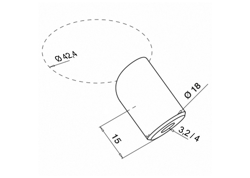 Entretoise p/ câble Ø3,2-4mm, fixat° s/ tube Ø42,4