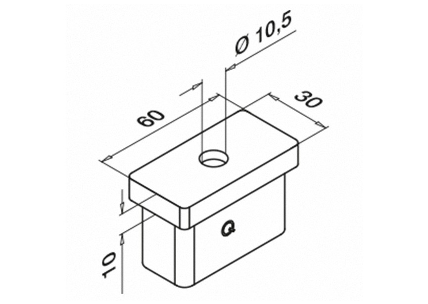 Adaptateur 60x30x2,6mm pour main courante plate