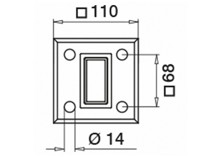 Poteau avec embase 60x30x2,6mm, H=1000mm