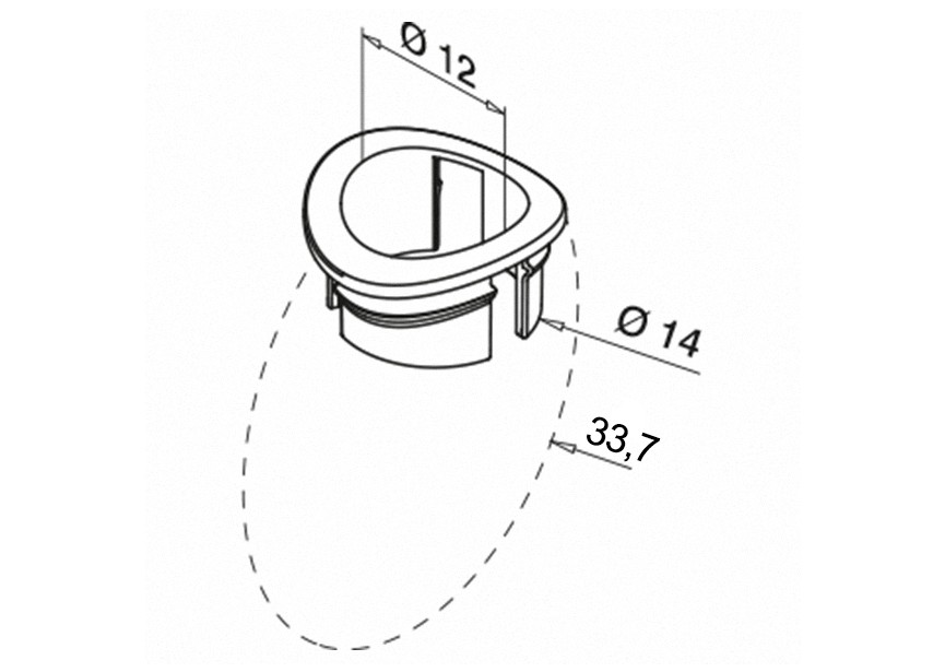 Adaptateur p/ barre Ø12mm p/ tube Ø33,7/emb. 50x