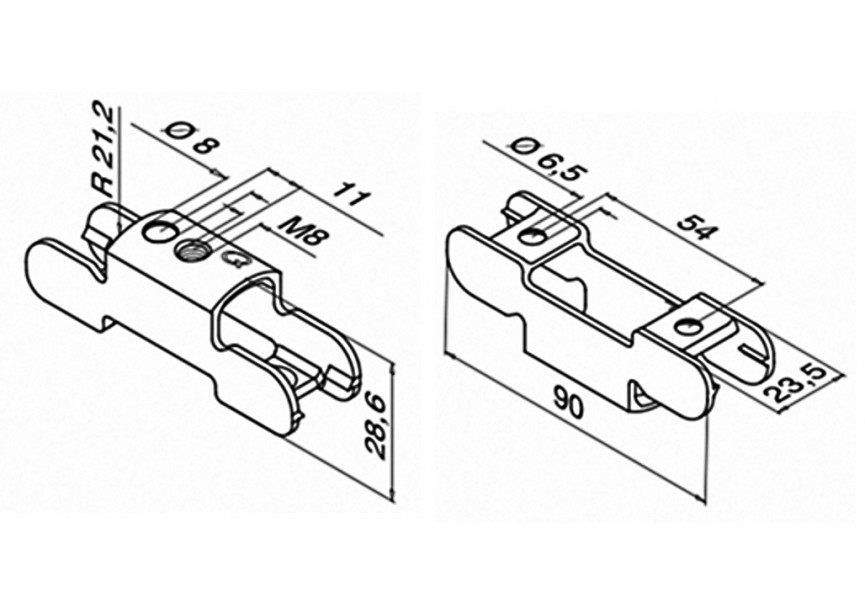 140782-24~~U-profielbuisadapter voor MOD 0772, Ø42,4 mm,-vp 2x