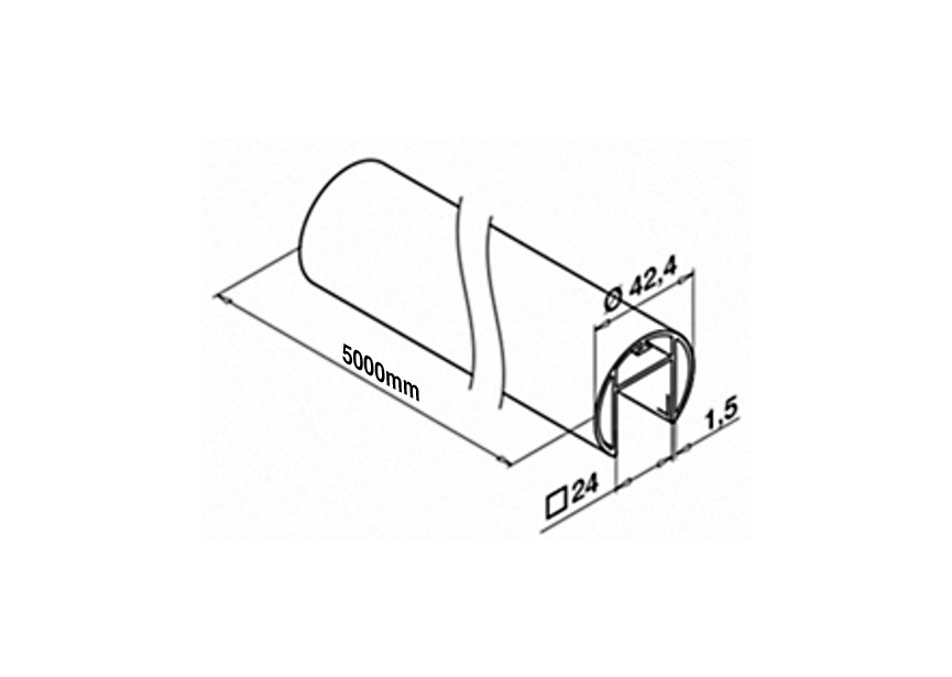 Tube à fond de gorge Ø 42,4 mm x 1,5 - L=5000 mm