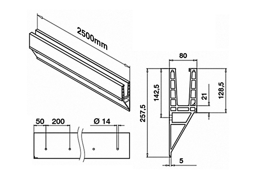 Easy Glass Max Y - profil de sol, montage latéral,