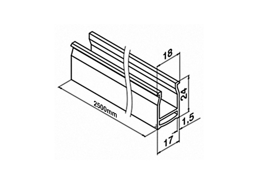 LED-profil de recouvrement p/ fond de gorge 65x40,