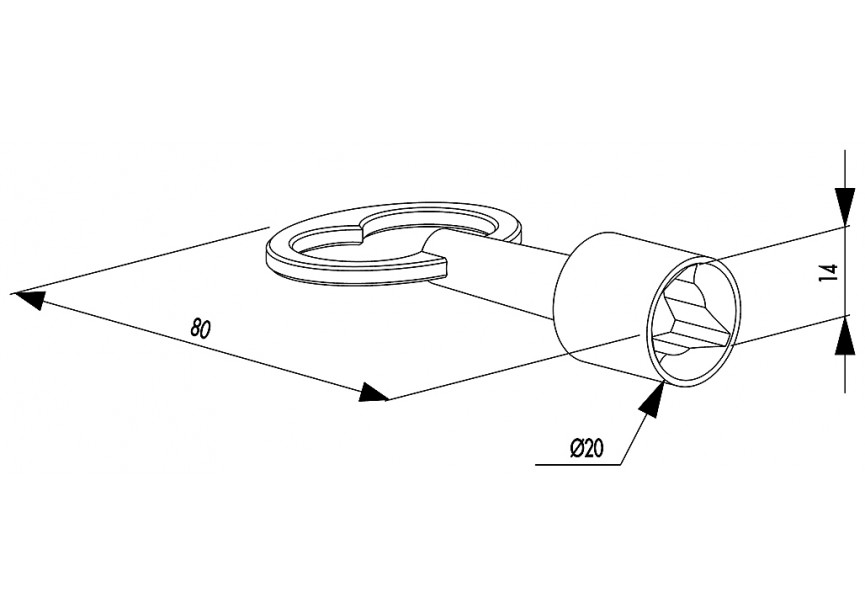 P00003734 - Clé triangle de 14mm pour cylindre 3012-POC-T14