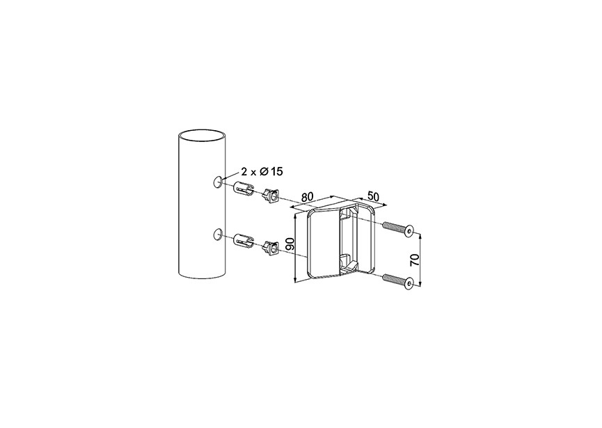 P00006977 - Gâche pour twist40 pour profils ronds D60mm