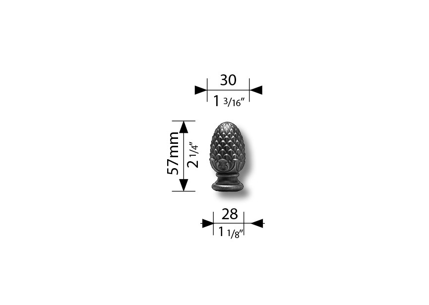 POMME DE PIN EN ACIER - MASSIVE - SOUDABLE ET GALVANISABLE