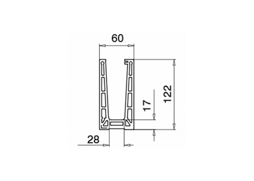 168110-050-00-00~~Easy Glass Pro - aluminium brut met gaten - L=5m