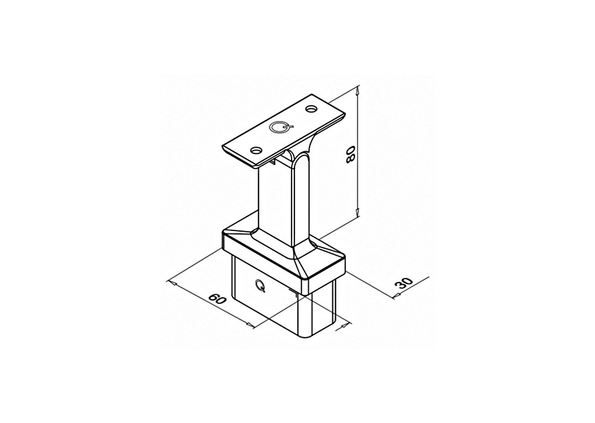 144719-000-12~~Buissteun, Square Line, variabel, 60x30x2,6 mm,