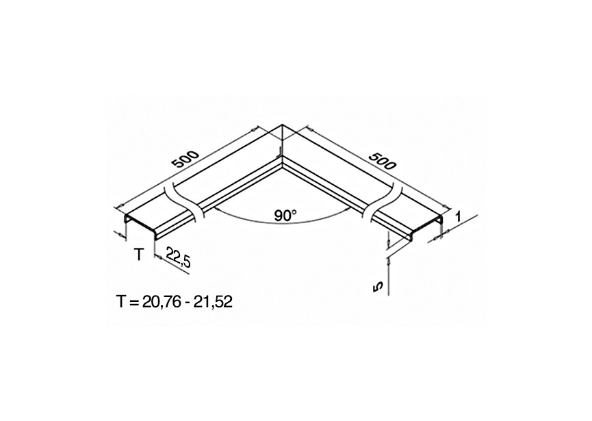 146340-500-22~~90° verbinder, horizontaal, glasrandbescherming,