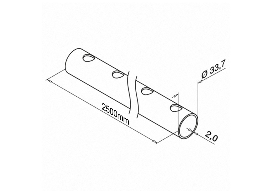 140926-233-25-12~~Buis, Ø33,7 mm x 2 mm, voor staf Ø12 mm, 2.5M