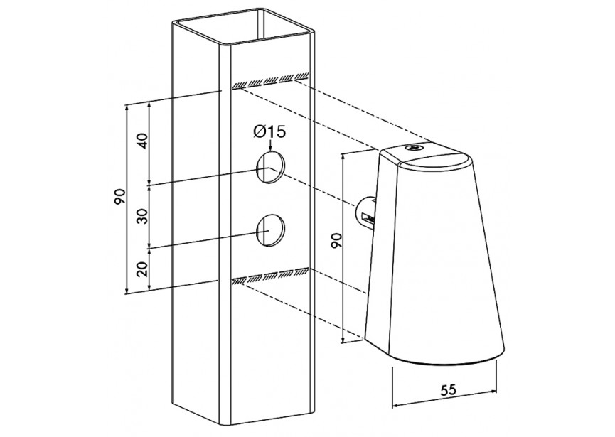 P00013398-9005 - Lampe leddesign pour poteau-noir