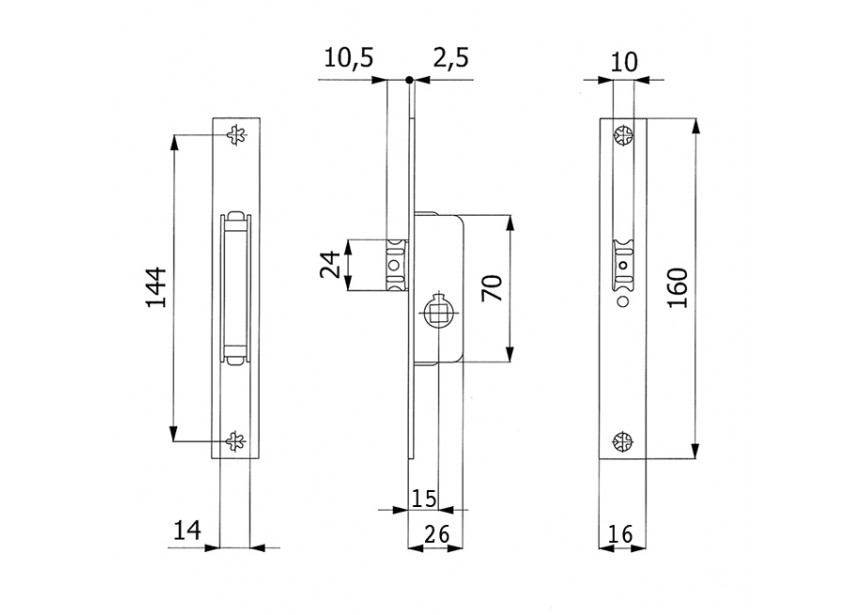 SERRURE SANS CYLINDRE POUR PROFILES À PARTIR DE 30MM