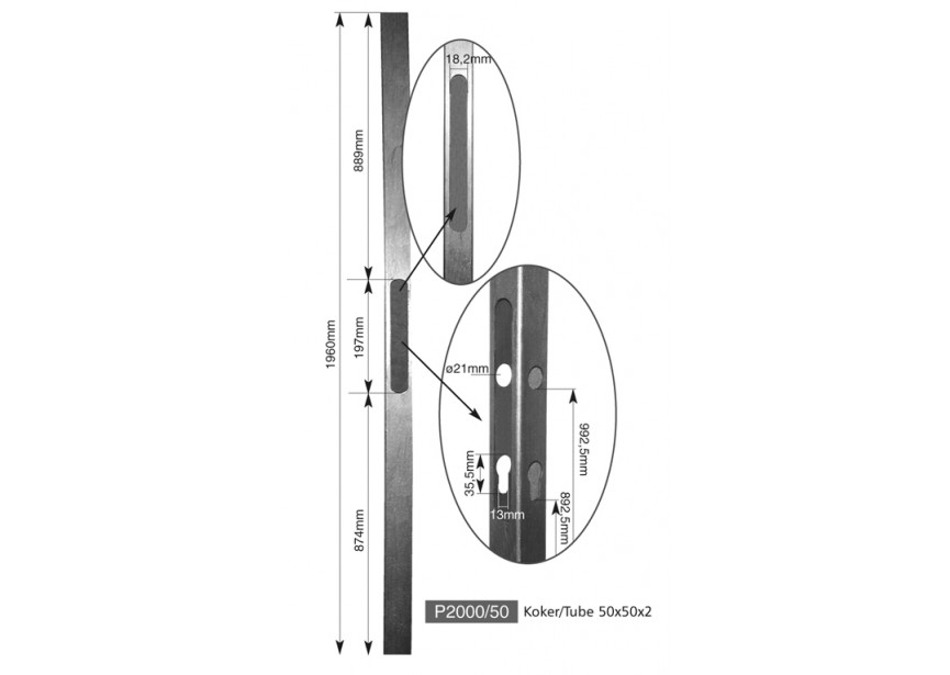 P2000-50~~PROFIEL 2000MM 50X50X2.