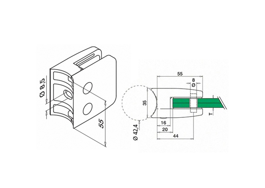 132600-042-12~~Glasklem, model 26, excl. klemrubbers