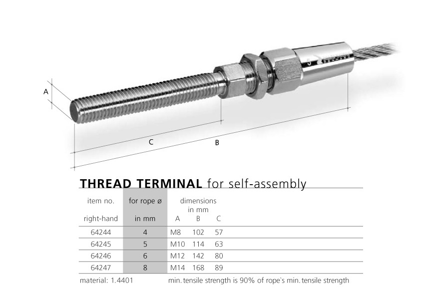 64244~~BUITENDRAAD VOOR KABEL 4MM