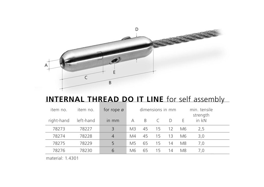 78273~~RECHTSE BINNENDRAAD DO IT LINE-KAB.3MM