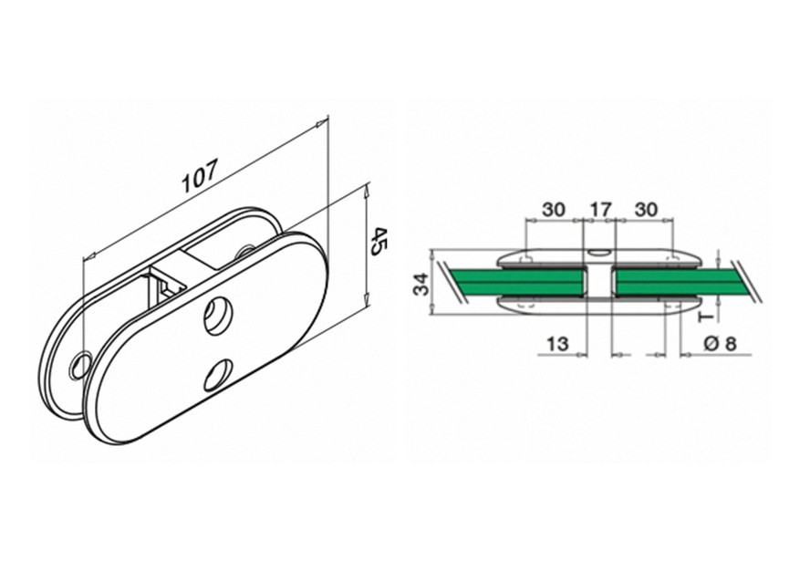 132870-13-12~~Glass connector, straight, MOD 28,excl. rubber inlay, stainl