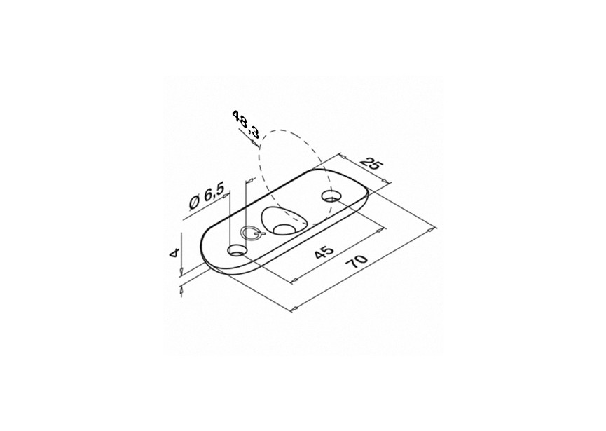 141810-048-12~~Handrailinghouder,gatafstand 45mm,D48,3mm VPE 8 STUKS