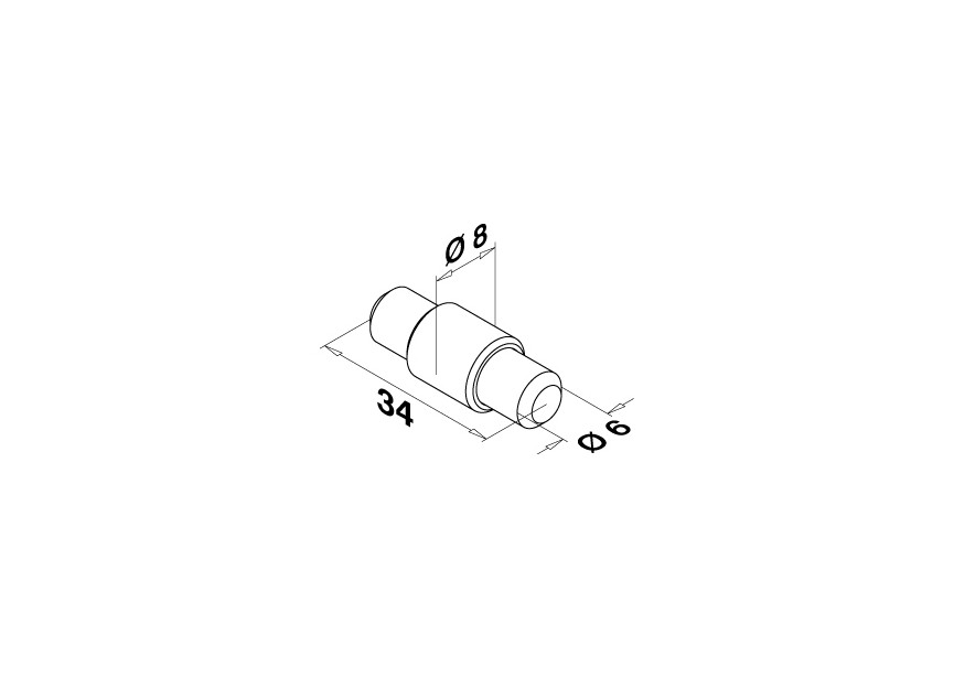 205015-23~~Borgpen voor glasklem MOD 23,RVS 316,onbehandeld