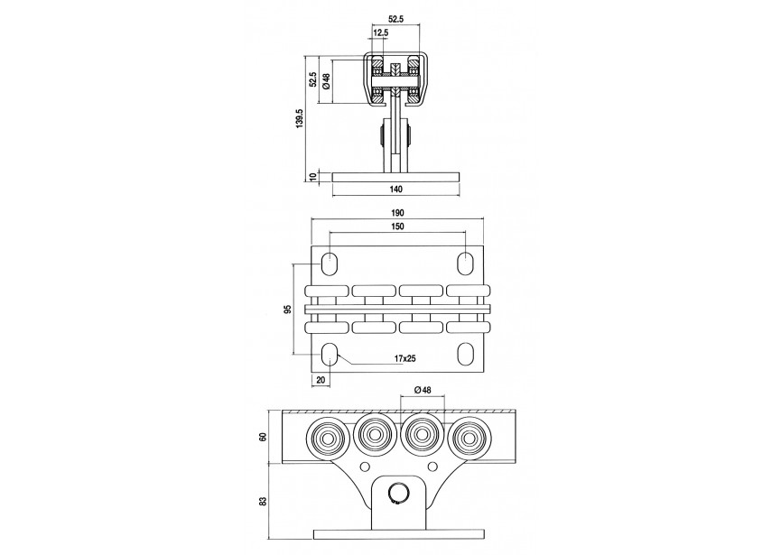 P (90012) CHARIOT PR PORTAIL SUSPENDU