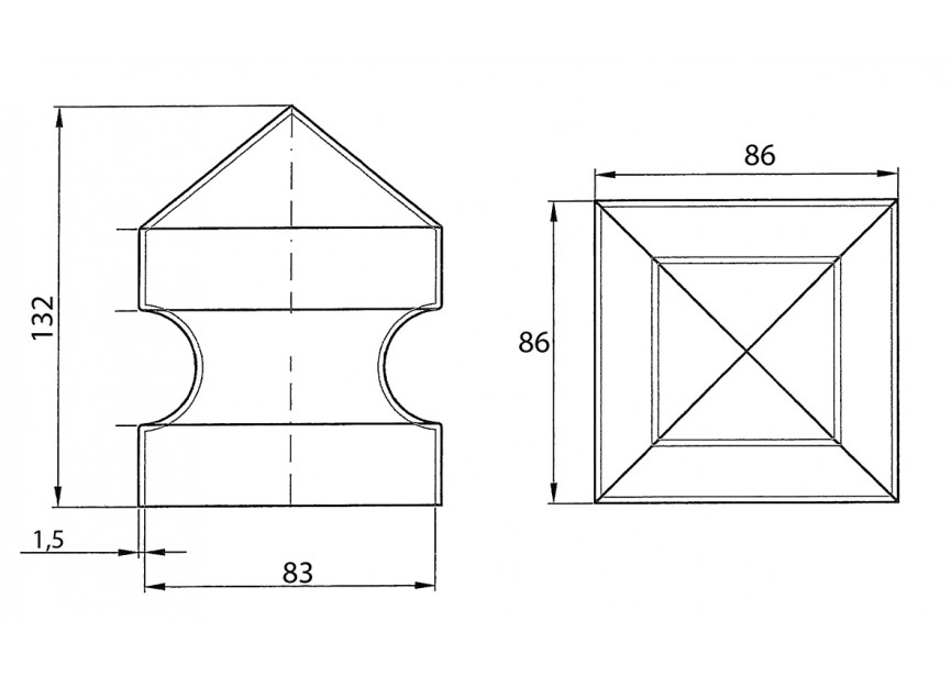 COUVERCLE EN ACIER - POUR TUBES 80X80