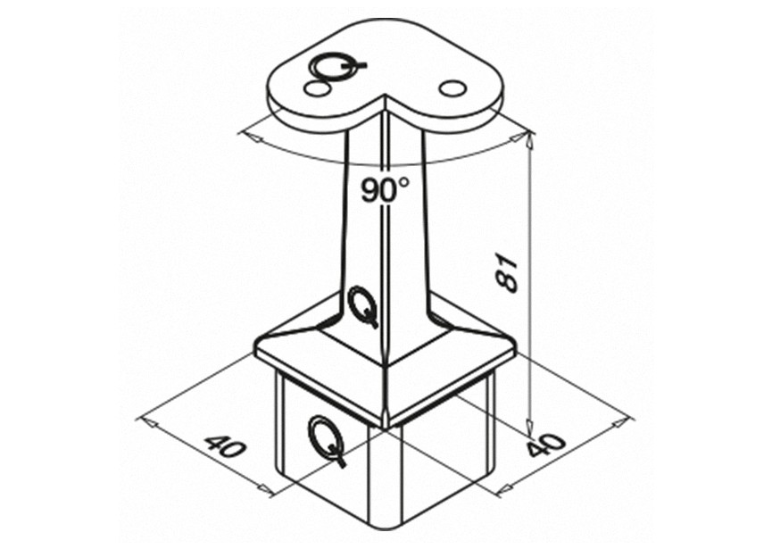 Support 90° pr main-courante plate