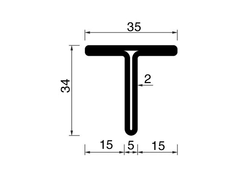 RP1883AA-OL~~L=6000mm Profil HOP en acier brut T34x15x5x15x2mm avec trous