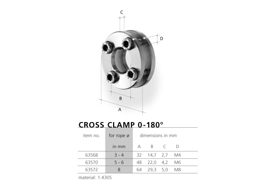 63570~~KABELH.MET KRUIS 0-180ø-5mm