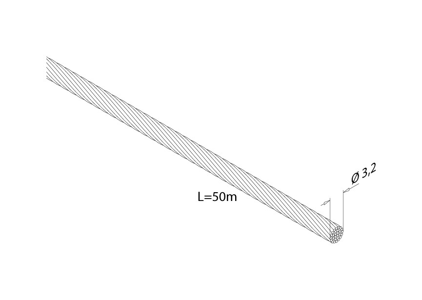 câble pour système de câble 1-8 (3,2 mm), 1x19,