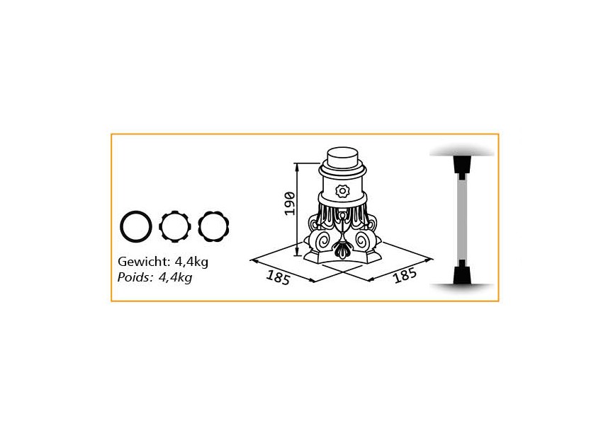 EXTREMITE POUR COLONNE 80MM - TEMPLE A