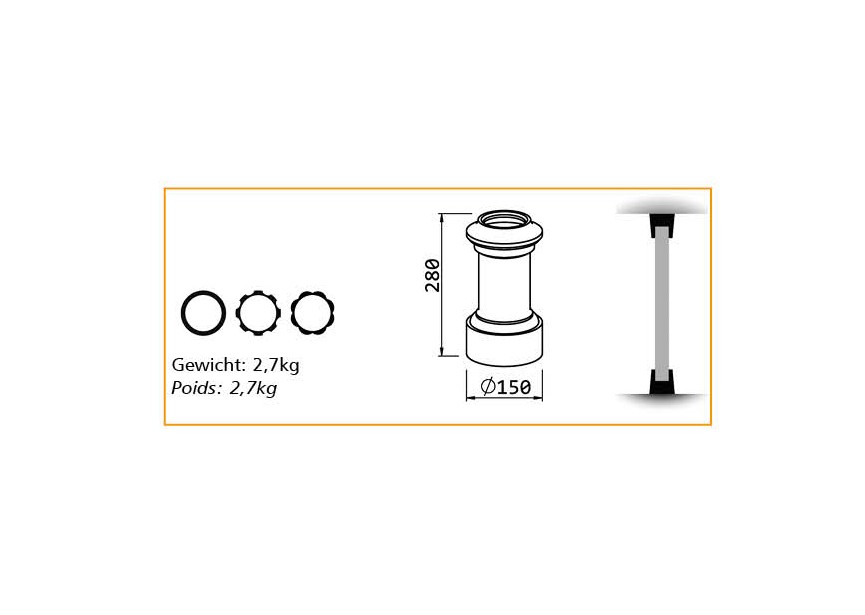 DC-80TRAD B~~UITEINDE VOOR KOLOM 80MM - TRADITION B