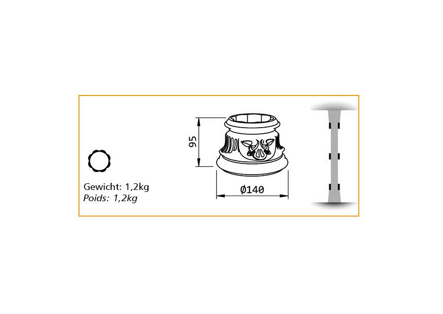 DC-80R FLEUR 3~~RING VOOR KOLOM 80MM - FLEUR 3