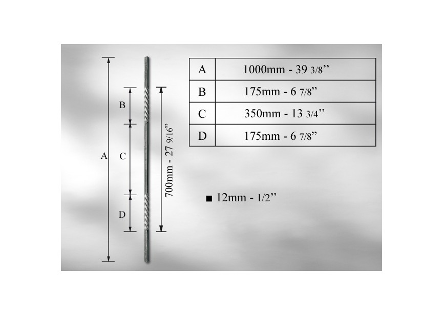 B9201~~SPIJL # 12MM - LENGTE 1000 MM.